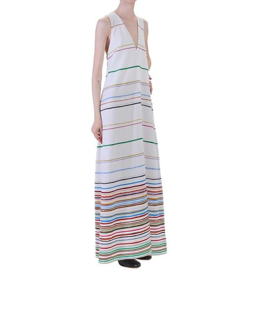 Paul Smith White Long Multi-Stripe Dress Ps