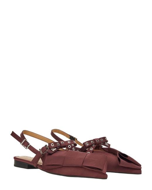 Ganni Brown Satin Ballerina