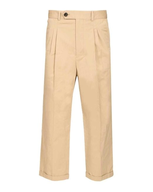 Drole de Monsieur Natural Cropped Plis Trousers for men