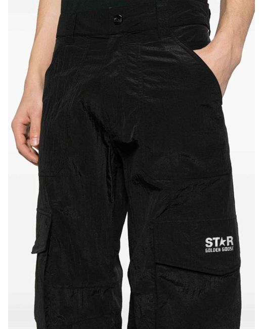 Golden Goose Deluxe Brand Black Cargo Trousers "Star" for men