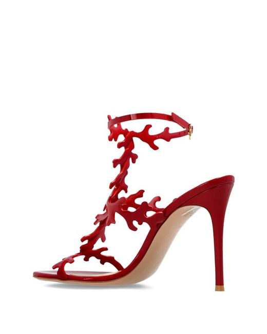 Gianvito Rossi Red Ocean Leather Heel Sandals