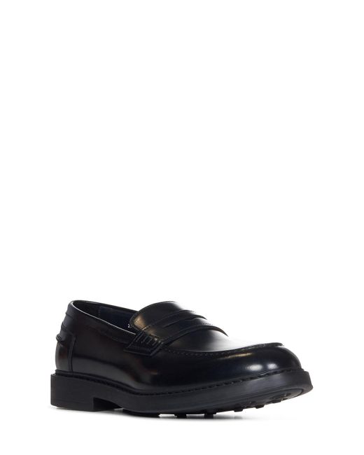 Doucal's Blue Shiny Patent Penny Loafers for men