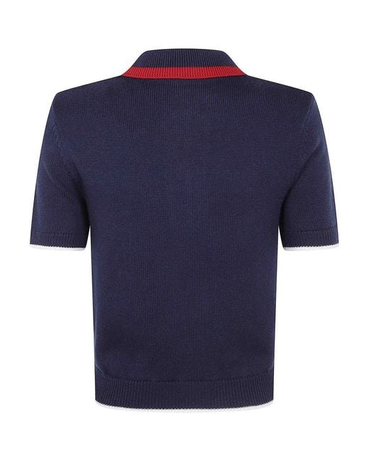 Casablanca Blue Merino Polo Top