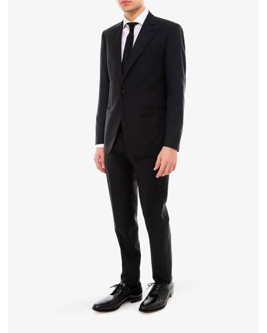 Caruso Black Wool And Mohair Suit for men