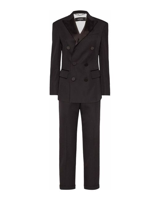 DSquared² Black Double-Breasted Wool Suit
