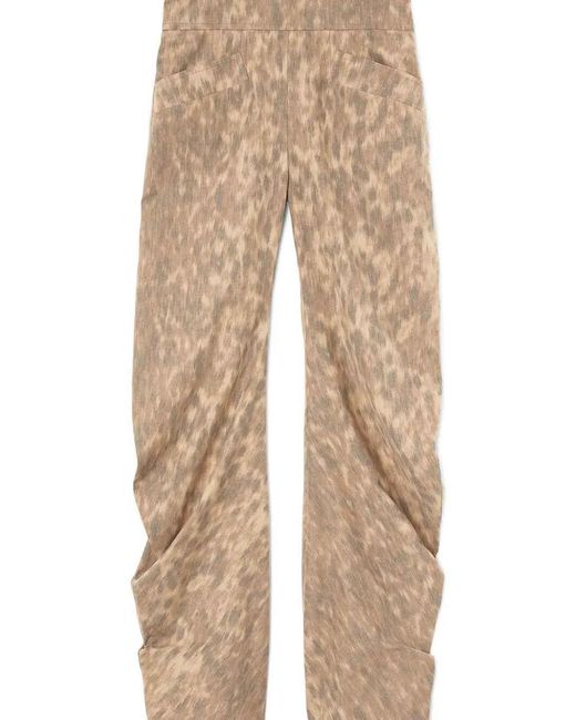 Ganni Natural Stretch Cotton Pocket Cargo Pants Printed