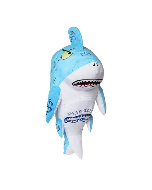 Sprayground Blue Shark Plush Backpack for men