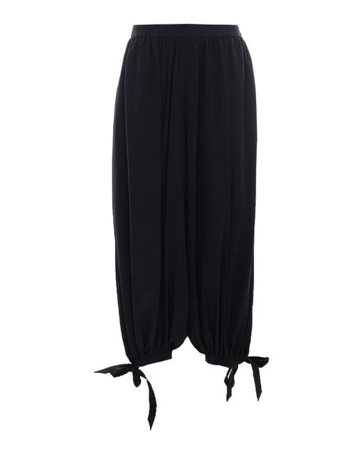 Chloé Black Fluid Pleated Crepe De Chine Pants