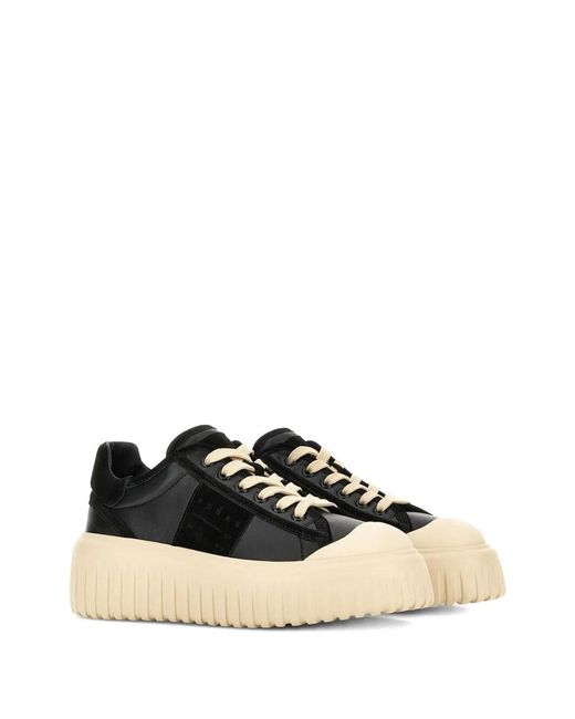 Hogan Black H-Stripes Nappa Leather And Suede Sneakers