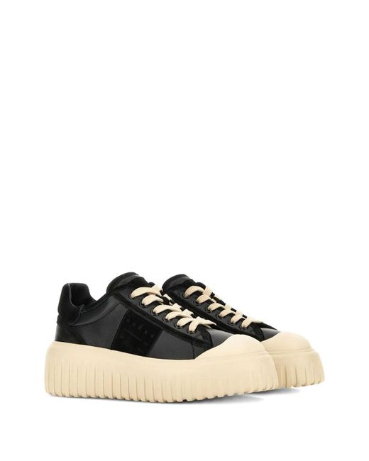 Hogan Black H-Stripes Nappa Leather And Suede Sneakers