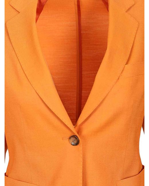 Sartoria Latorre Orange Single-Breasted Linen Blend Blazer