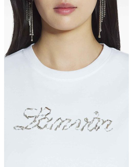 Lanvin White Embroidered Script Logo T-Shirt