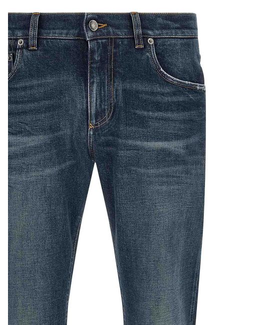 Dolce & Gabbana Blue Logo Patch Jeans for men