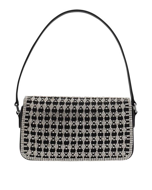 Self-Portrait Black Bow-Embellished Leather Top Handle Bag