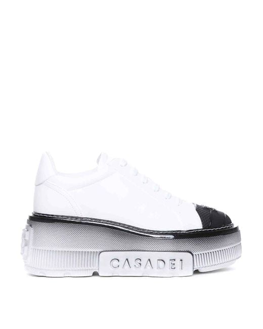 Casadei White And Fuchsia Nexus Sneakers