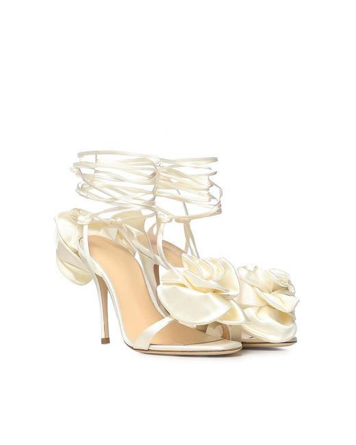 Magda Butrym Metallic Sandals With Floral Appliques
