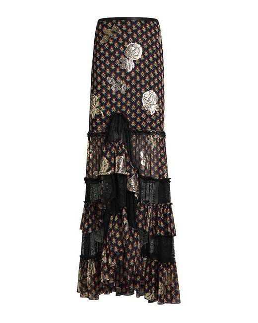 Etro Black Long Skirt With Ruffles