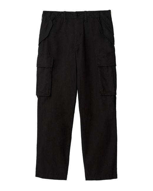 Burberry Black Cotton Cargo Trousers for men
