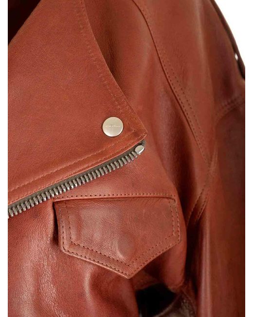 Rick Owens Brown Cropped Biker Jacket