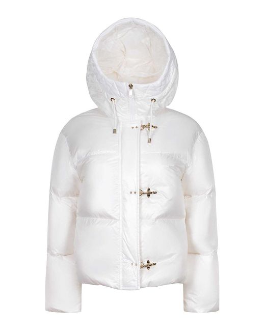 Fay White Down Jacket Made Of Nylon