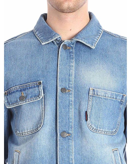 Moschino Blue Denim Jacket With Logo Embroidery for men