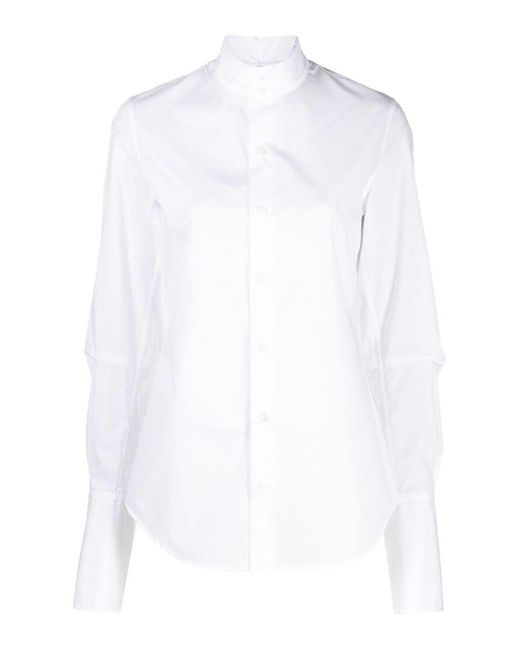 Ann Demeulemeester White Milk Spread Collar Button Shirt