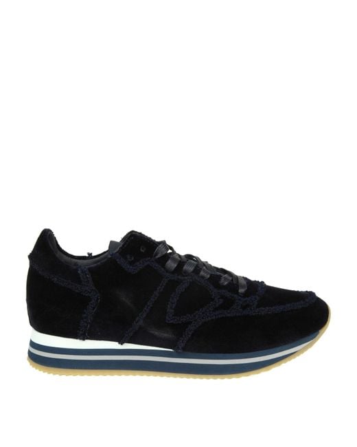 Philippe Model Black Tropez Higher Velour Bleu Velvet Sneakers