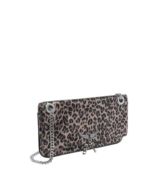 Zadig & Voltaire Gray Rock Metal Leopard Crossbody Bag