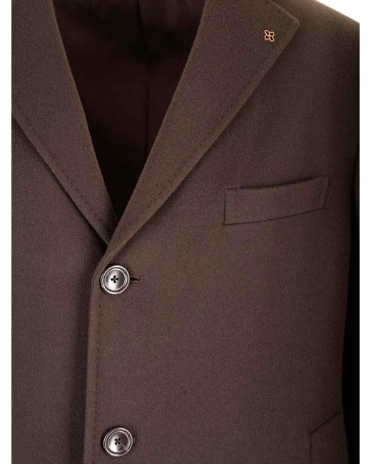 Tagliatore Brown Wool And Cashmere Coat for men