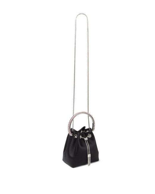 Jimmy Choo Black 'Bon Bon' Mini Handbag With Metal Crystal Bracelet Handle