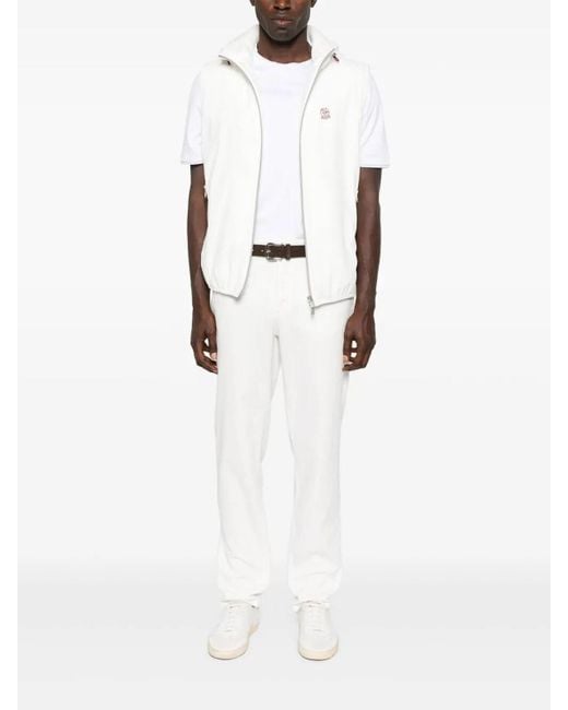 Brunello Cucinelli White T-Shirt With Faux-Layering for men