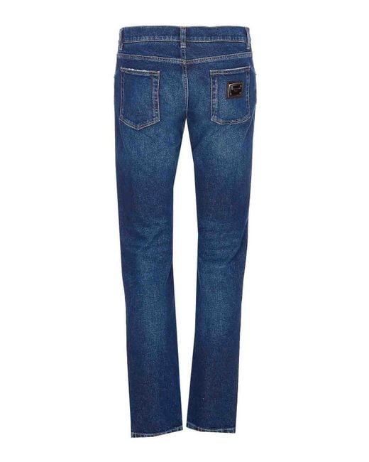 Dolce & Gabbana Blue Plaque Logo Jeans for men