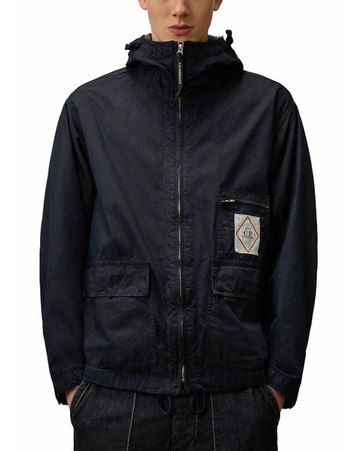 C P Company Black Goggle Jacket 50 Wires With Hood for men