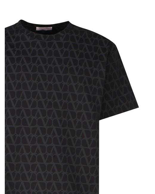 Valentino Garavani Black Cotton T-shirt With Soft Shoulders for men