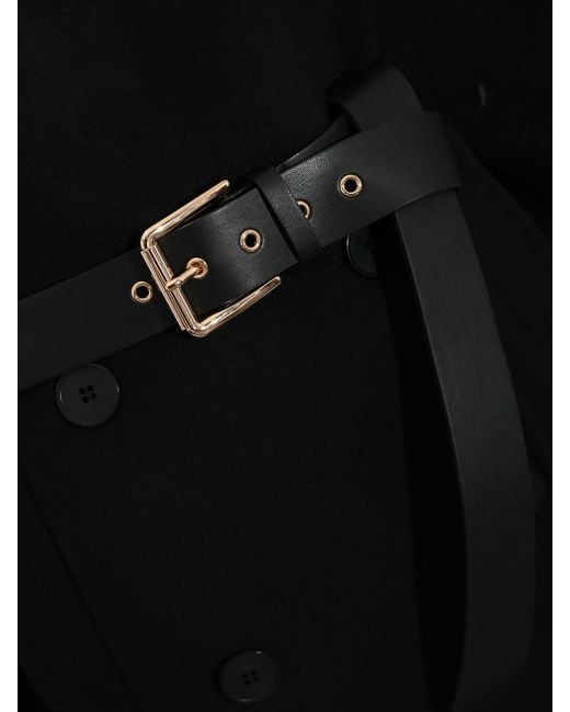 Max Mara Black Pausa Wool Coat With Belt