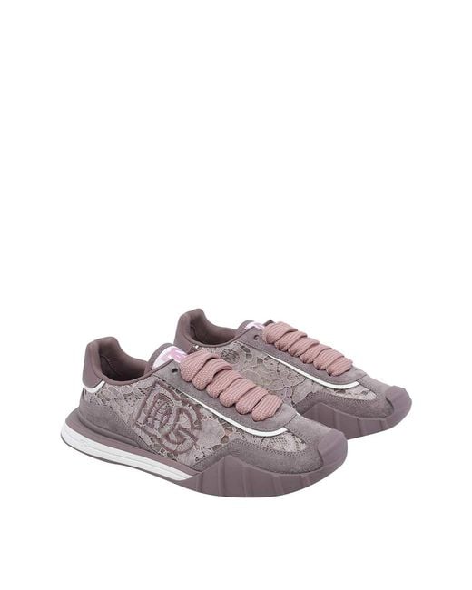 Dolce & Gabbana Brown Lilac Dg Atlhetic Sneakers