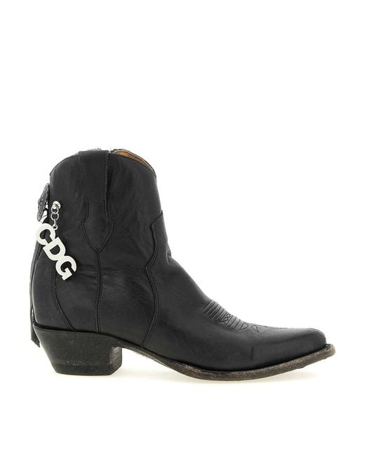 Comme des Garçons Black Embroidered Pointed Toe Boots