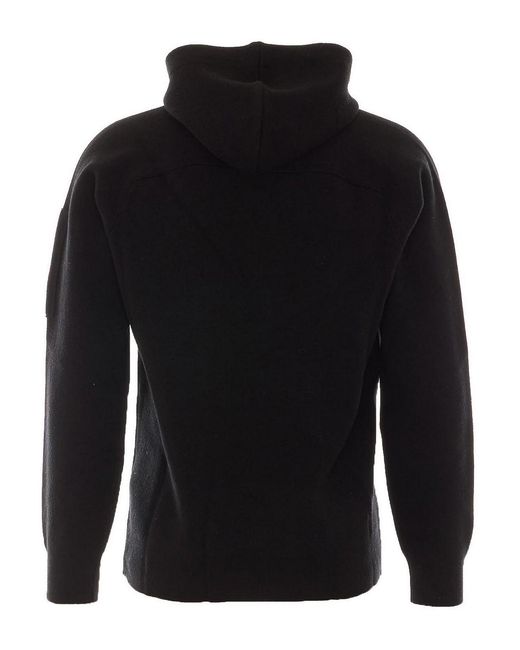 C P Company Black Knitted Hoodie for men