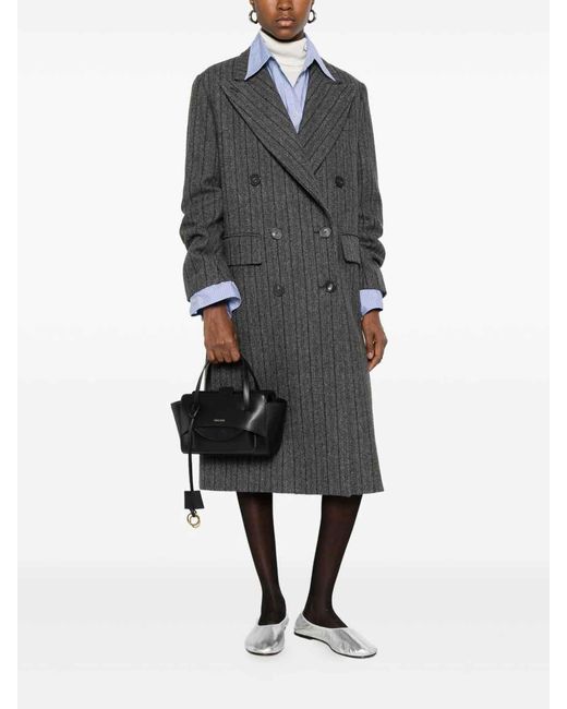 Alberto Biani Gray Wool Double-Breasted Coat