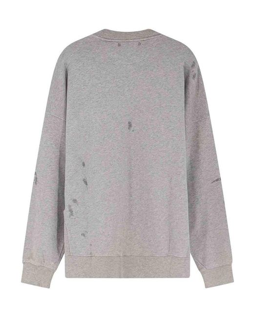 Golden Goose Deluxe Brand Gray Cotton Sweatshirt With Front Print for men