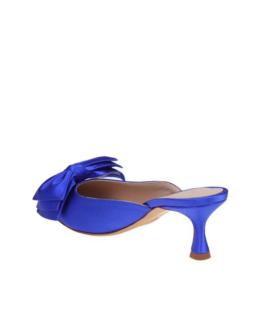 Roberto Festa Blue Satin Mule With Bow