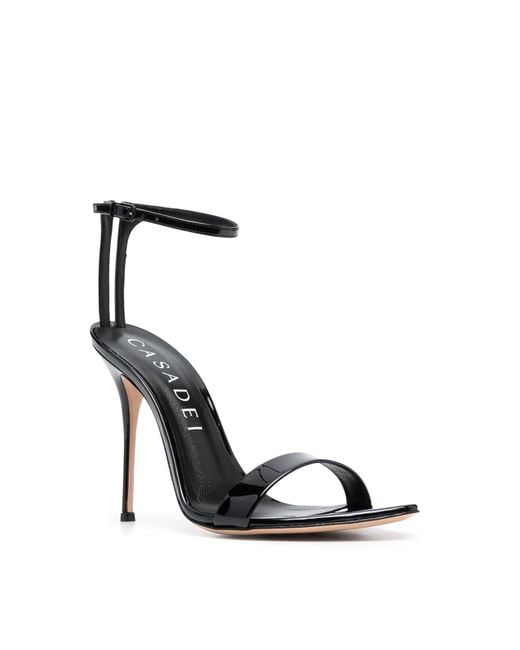 Casadei Black Patent Leather Sandals With Buckle-Fastening