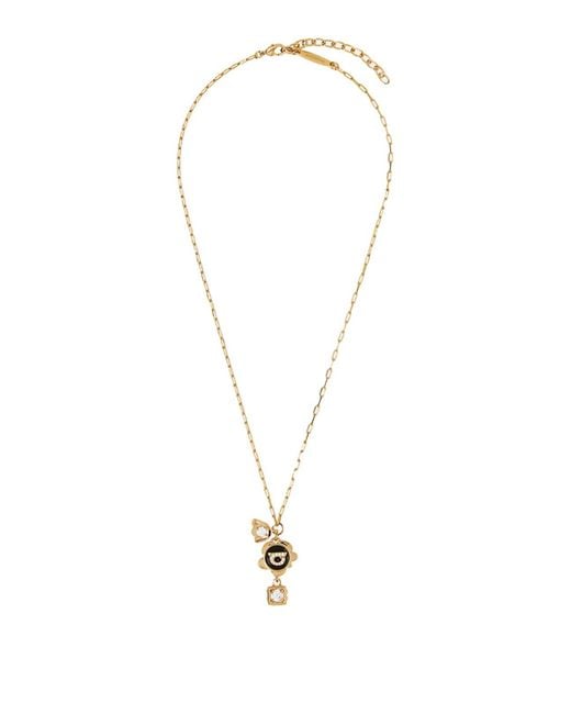 Ferragamo White Gancini Charm Necklace