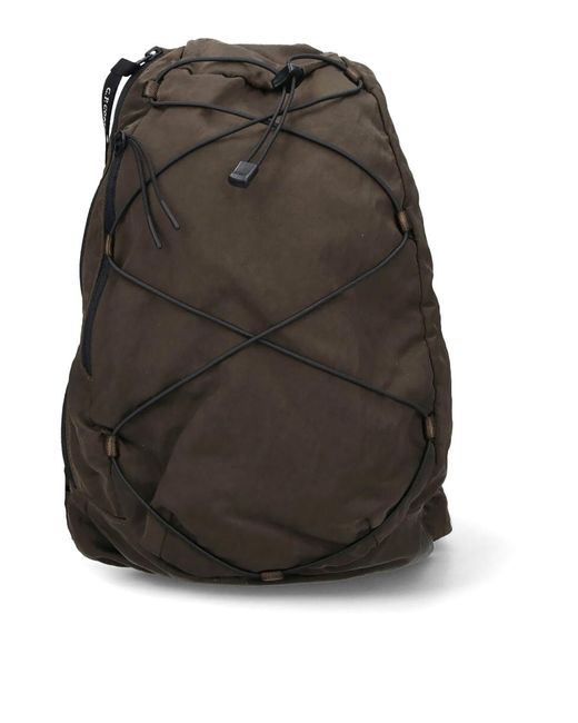 C P Company Gray Logo One Shoulder Backpack for men