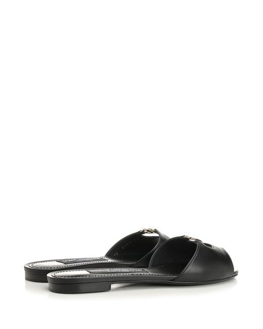 Dolce & Gabbana Black Leather Slides
