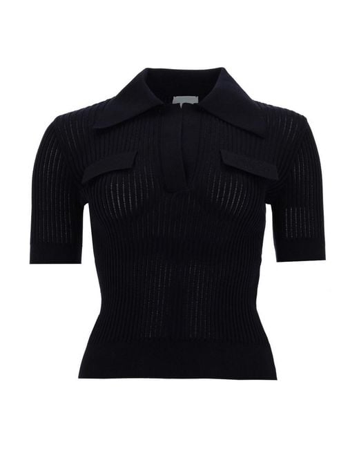 Patou Black Embroidered Cotton Polo Shirt