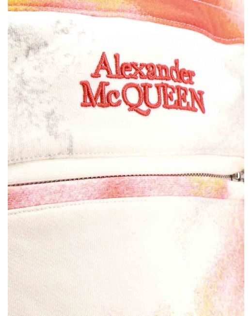 McQueen White Organic Cotton Bermuda Shorts With Obscured Flower Print for men