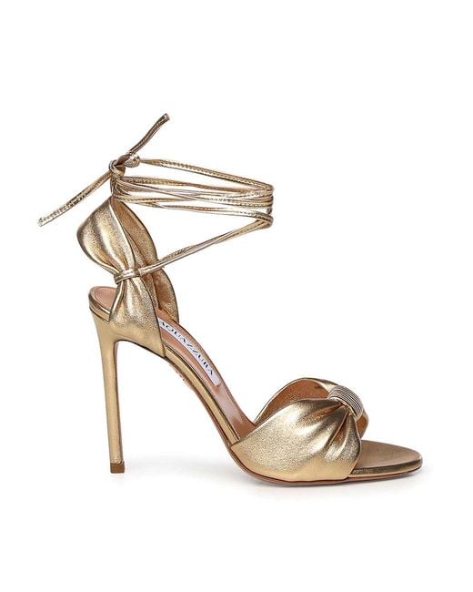 Aquazzura Carina Metallic Leather Sandals