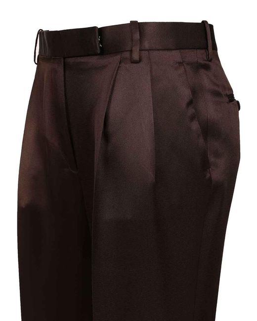 Tom Ford Brown Tailored Silk Trousers
