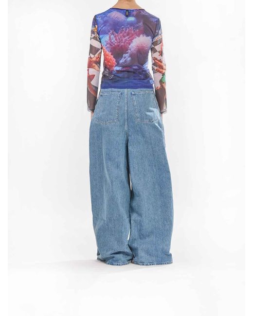 Sunnei Blue Longsleeve Sheer Top